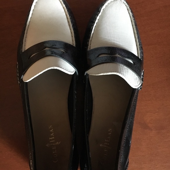 cole haan black and white loafers